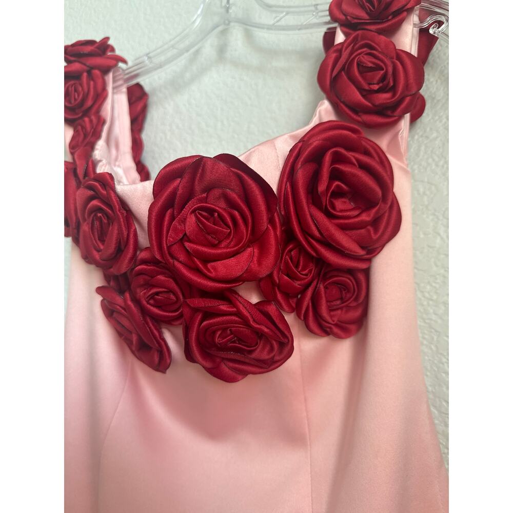 Atoir Pink Mini Dress with Red Rose Appliqués - Picture 5 of 12